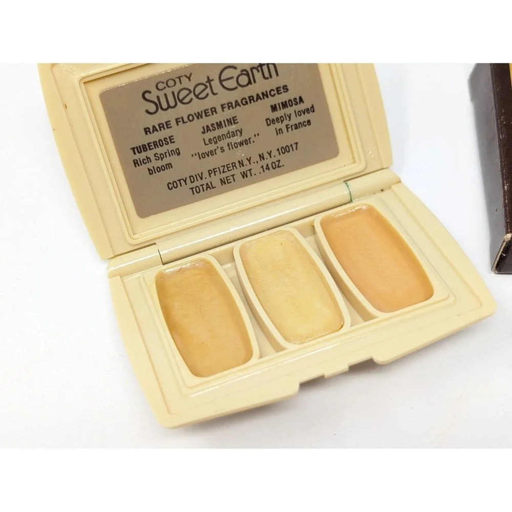 Vintage Coty Sweet Earth Rare Flower Fragrances .14oz Tuberose Jasmine‎ Mimosa